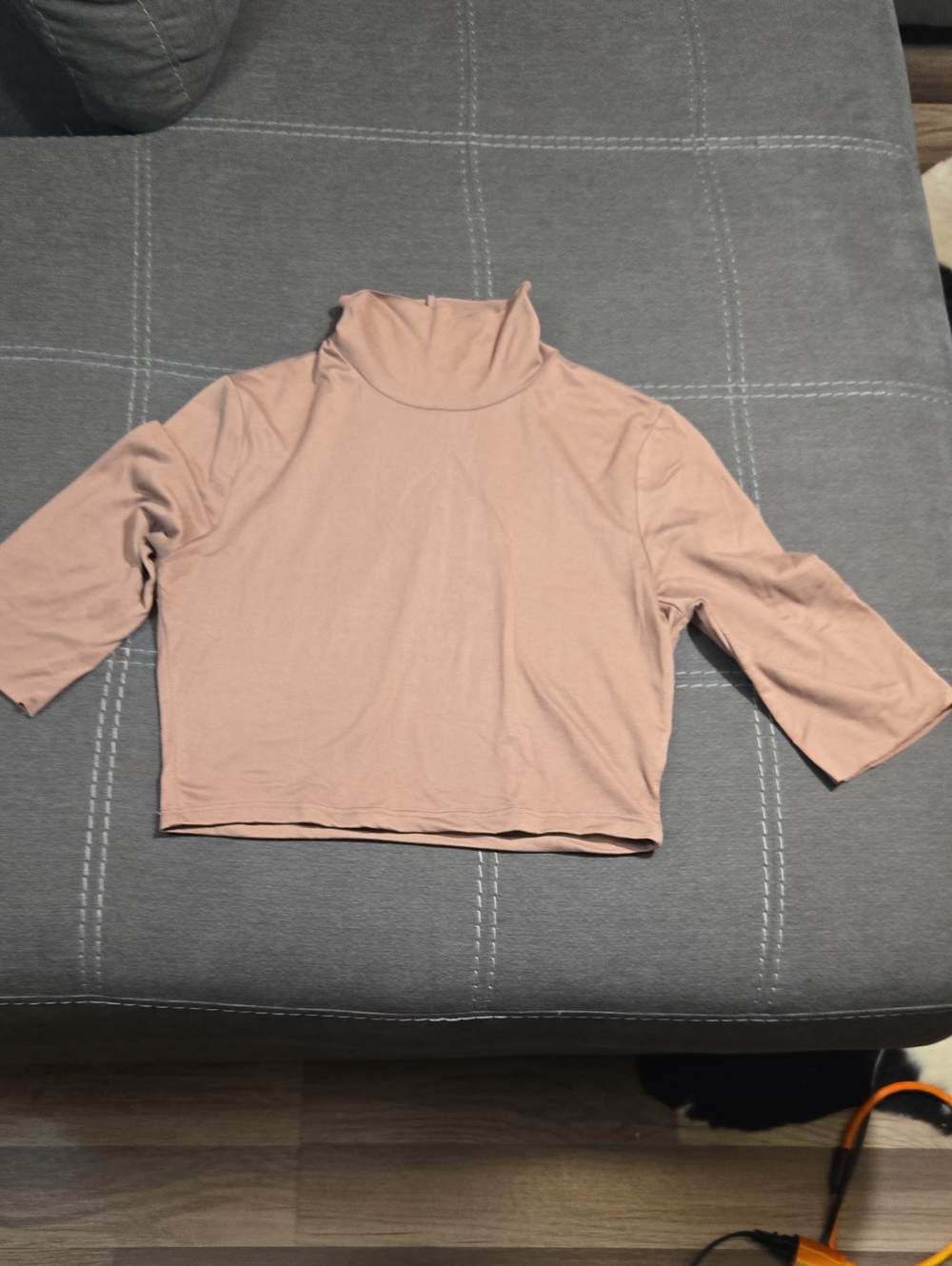 Women's Mock Neck Cropped Top in Light Brown